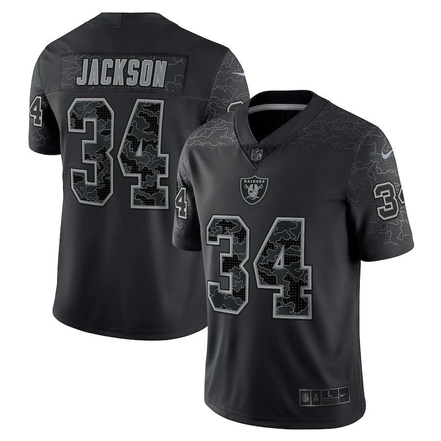 Men Las Vegas Raiders 34 Bo Jackson Nike Black Retired Player RFLCTV Limited NFL Jersey